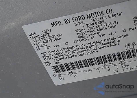 2018 Lincoln Mkx Premiere z USA, uszkodzony, nr VIN 2LMPJ8JP0JBL15094